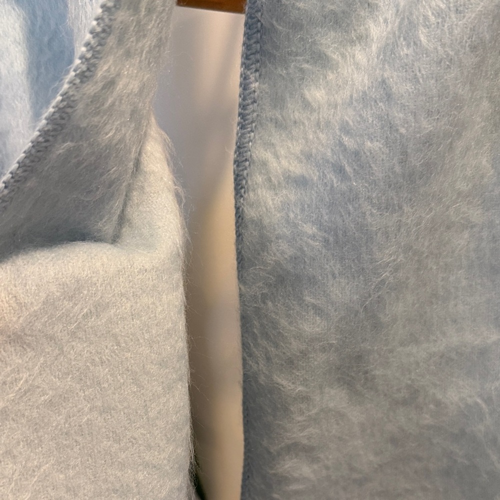 Alpaca Fur Light Blue Fringed Scarf Made In Peru - Picture 7 of 13